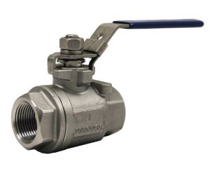 1 1/2 inch 2000 PSI two piece full port 316 stainless steel ball valve with NPT threaded ends