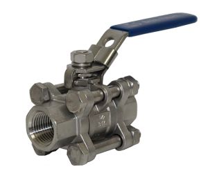 4 inch 3 piece full port ball valve made from 316 stainless steel with female NPT threaded ends