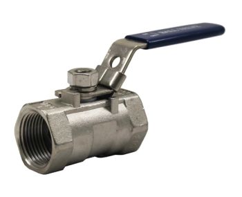 1" One piece standard port ball valve made from 316 stainless steel with NPT threaded ends