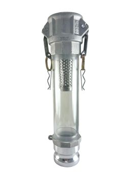 2" In-line Camlock Polycarbonate Sight Glass & Strainer Assembly