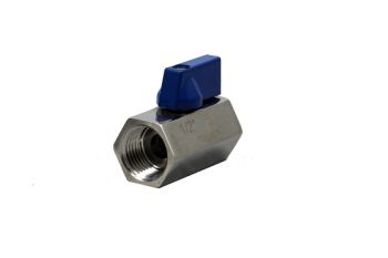 1/4" Stainless Steel Mini Ball Valve (Female Threads)