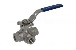 1-12" 3 Way L-Port Ball Valve - Stainless Steel