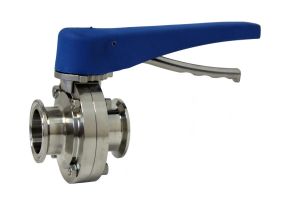 1.5" Tri-Clover Butterfly Valve, Squeeze Trigger