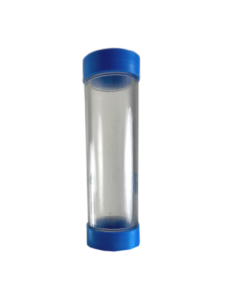 2" Polycarbonate Threaded Sight Glass Tube with blue protective thread caps