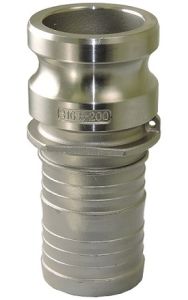 3/4" Type E Stainless Steel 3/4" Male Hose Cam and Groove x 3/4" Hose Shank (Crimp Collar)